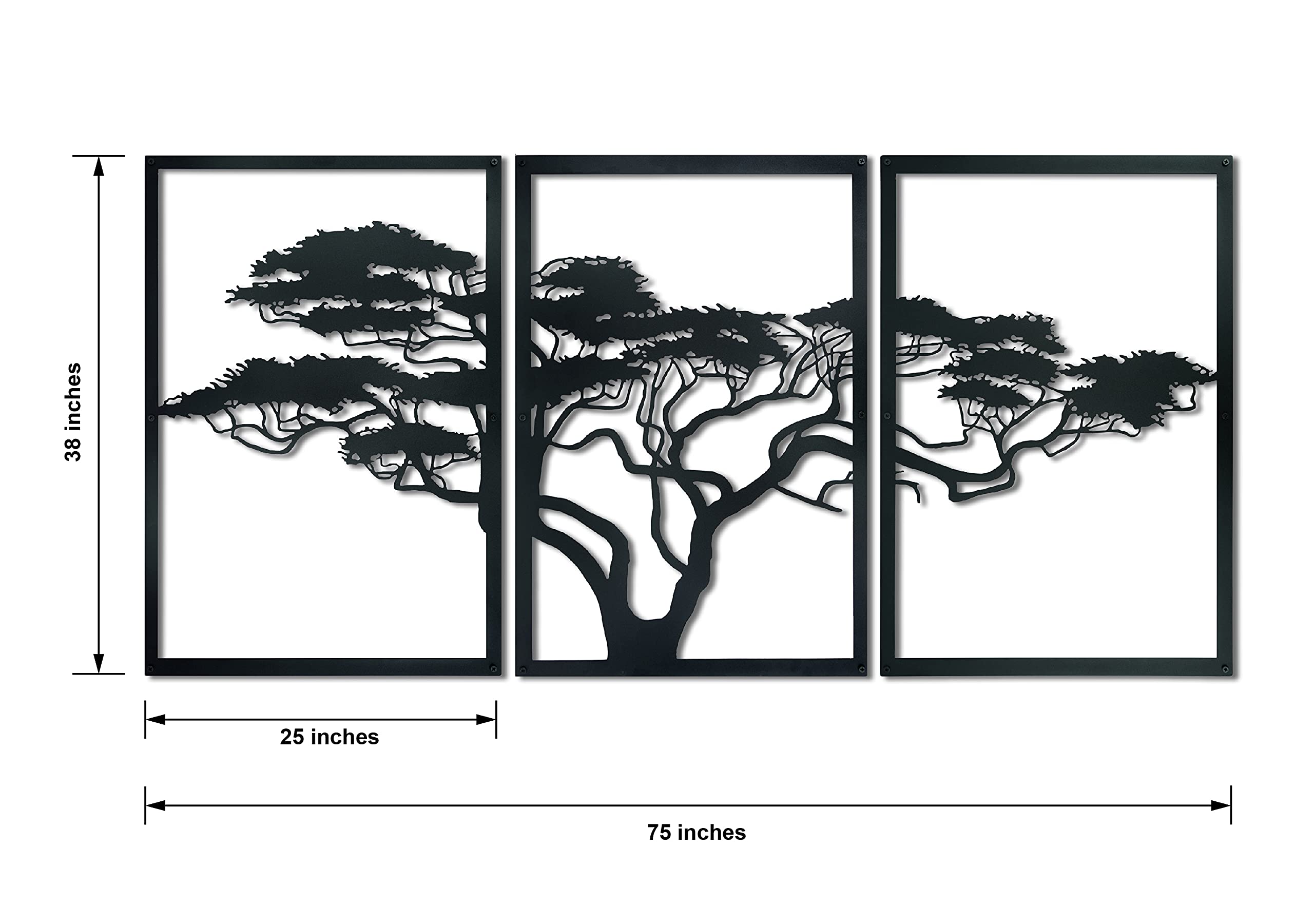 Tree of Africa Metal Wall Art - Large 75'' x 38'' Black Tree of Life Wall Decor for Home, Farmhouse, Rustic & Cabin Decor | Perfect Housewarming Gift for Living Room, Bedroom or Office