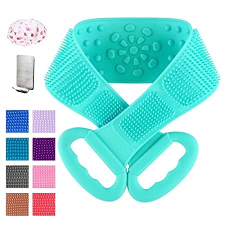Premium Silicone Body Scrubber - Exfoliating Bath Brush Belt for Deep Cleansing, Dead Skin Removal & Massage - Soft Shower Scrubber for Men & Women (Multicolor) - Perfect for Spa, Shower & Travel Use