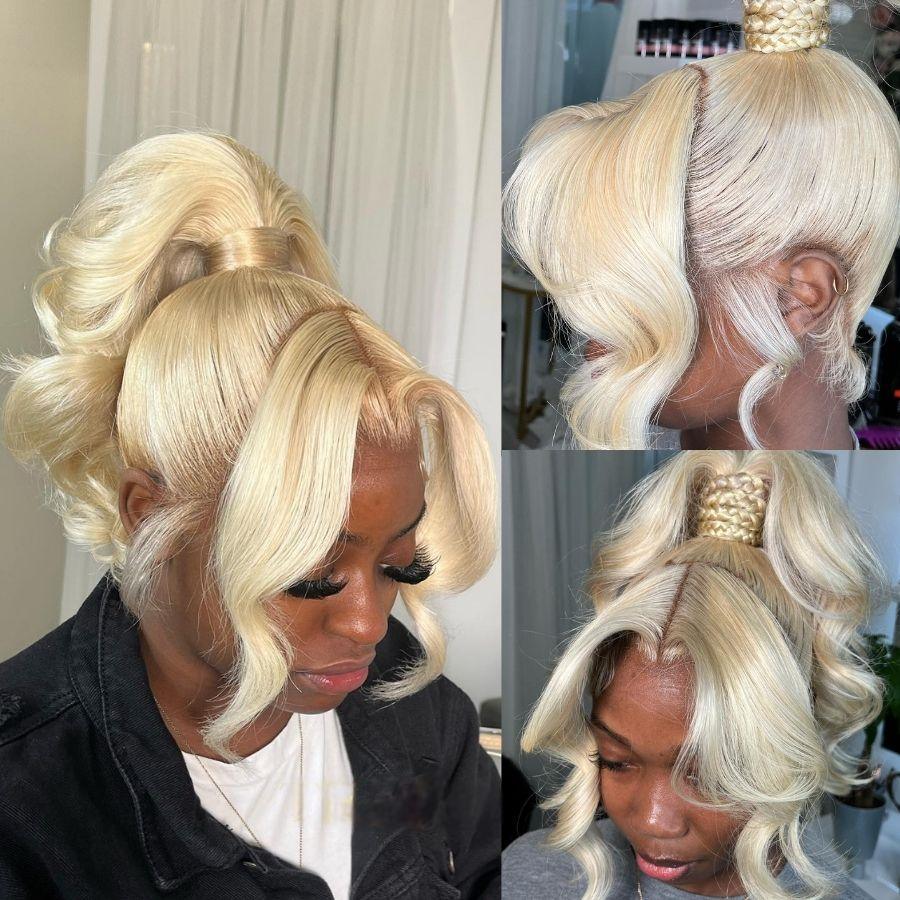 WOWANGEL 613# Blonde Full Lace Wig with Transparent Lace - Natural Body Wave Human Hair Wig for Women | Perfect for Cosplay, Daily Wear & Special Occasions