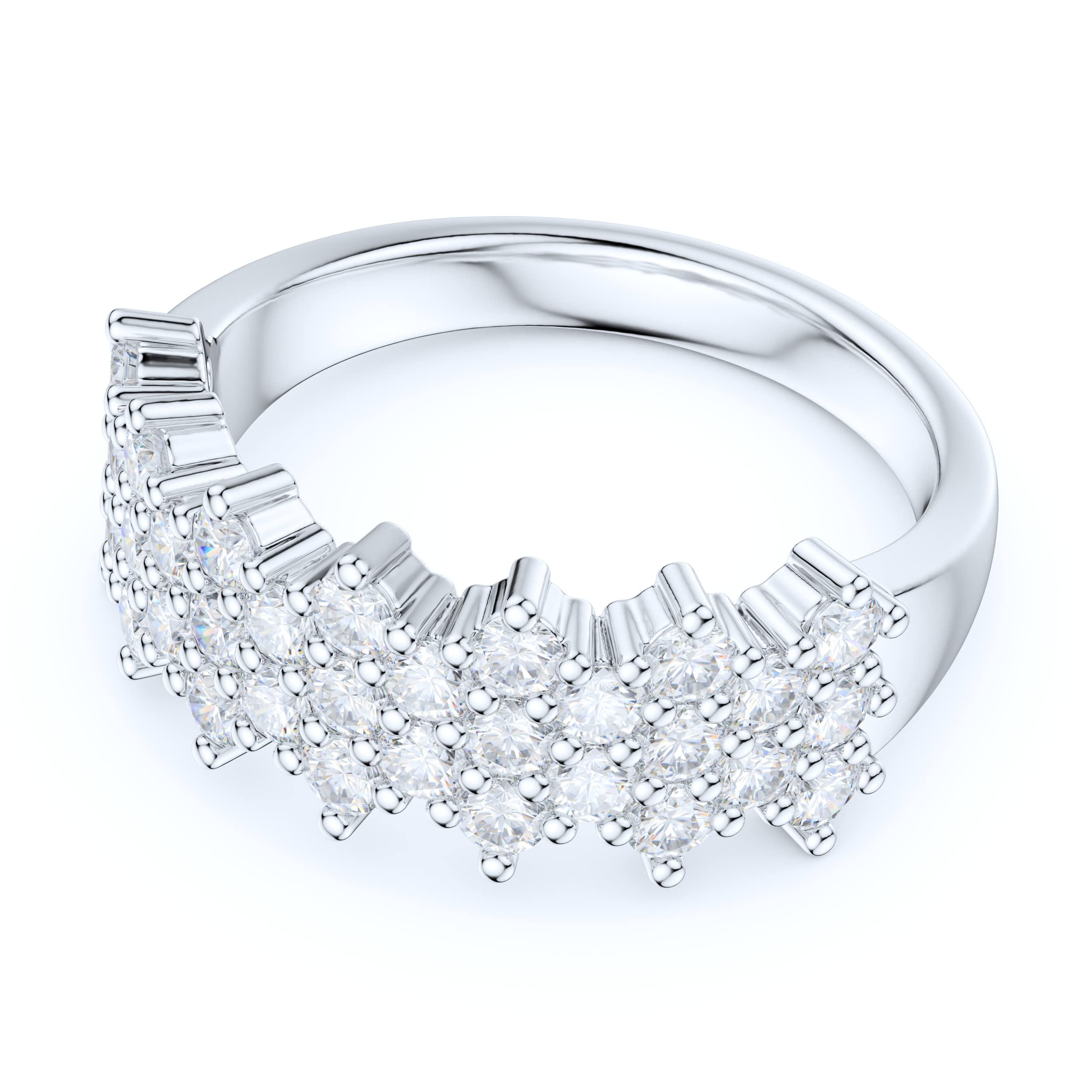 Sterling Silver Honeycomb Wedding Ring with Simulated Diamond or Genuine Moissanite - Half Eternity Band for Women, Bridal Jewelry, Anniversary Gift, Engagement Ring Alternative (Perfect for Weddings, Proposals & Special Occasions)