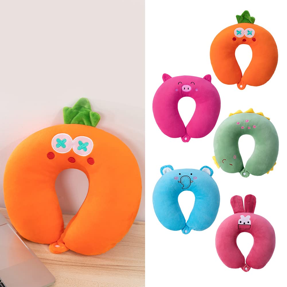 Kids Travel Neck Pillow - Soft U-Shaped Airplane Pillow for Sleeping on Flights, Cars & Office - Lightweight Dinosaur Stuffed Animal Travel Pillow for Boys & Girls - Perfect for Long Trips, Naps & Comfort