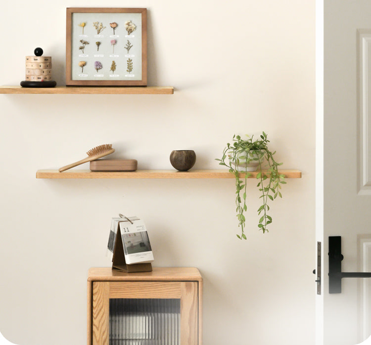 Solid Oak & Black Walnut Wood Wall Shelf - Rustic Bookcase for Home & Office - Perfect for Displaying Books, Decor & Plants in Living Room, Bedroom or Study