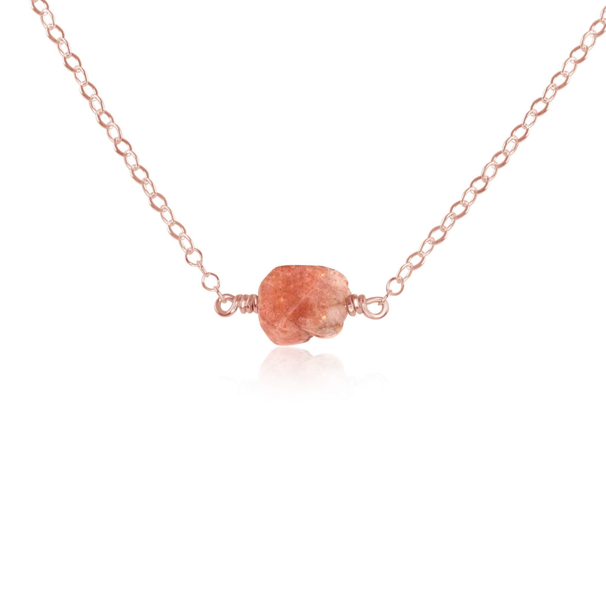 Raw Sunstone Crystal Nugget Necklace – Natural Gemstone Jewelry for Women, Healing Crystal Pendant for Energy & Positivity | Perfect for Meditation, Yoga & Spiritual Gifts