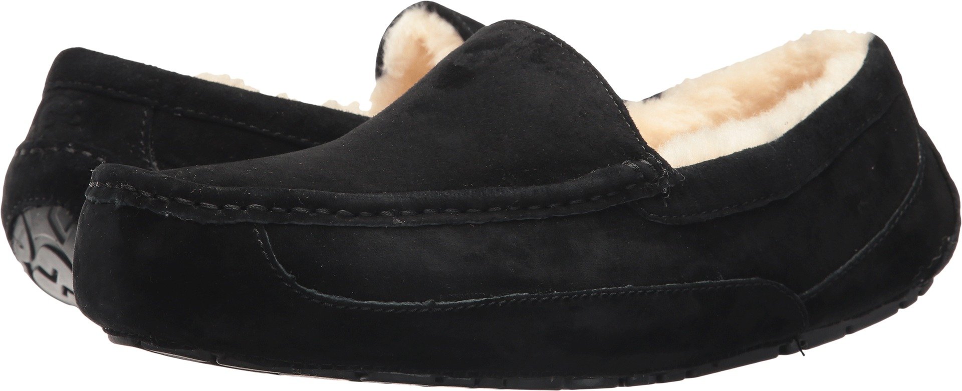 UGG Australia Men's Ascot Suede Slippers - Comfortable Indoor/Outdoor House Shoes for Men, Black, Size US 8 - Perfect for Home, Office & Travel