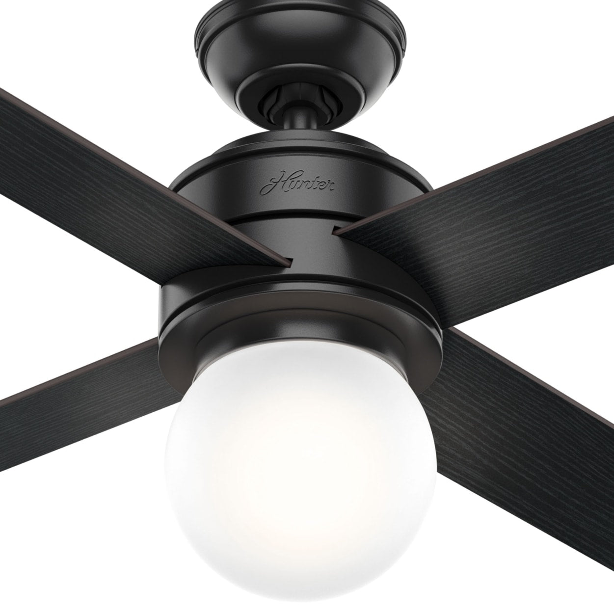 Hunter 52 Inch Hepburn Matte Black Ceiling Fan with LED Light and Remote Control - Energy Efficient Indoor/Outdoor Use for Bedroom, Living Room, Patio