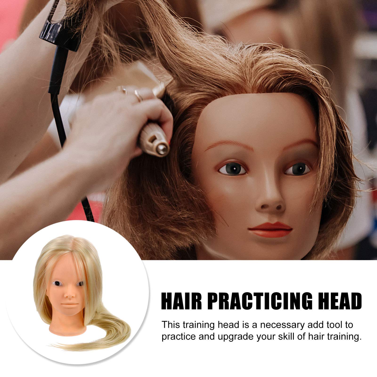 Beaupretty High Temperature Wire Mannequin Head with Wig - Realistic Hair Model for Styling, Cutting, and Makeup Practice - Perfect for Salon Training, Cosmetology, and Wig Display