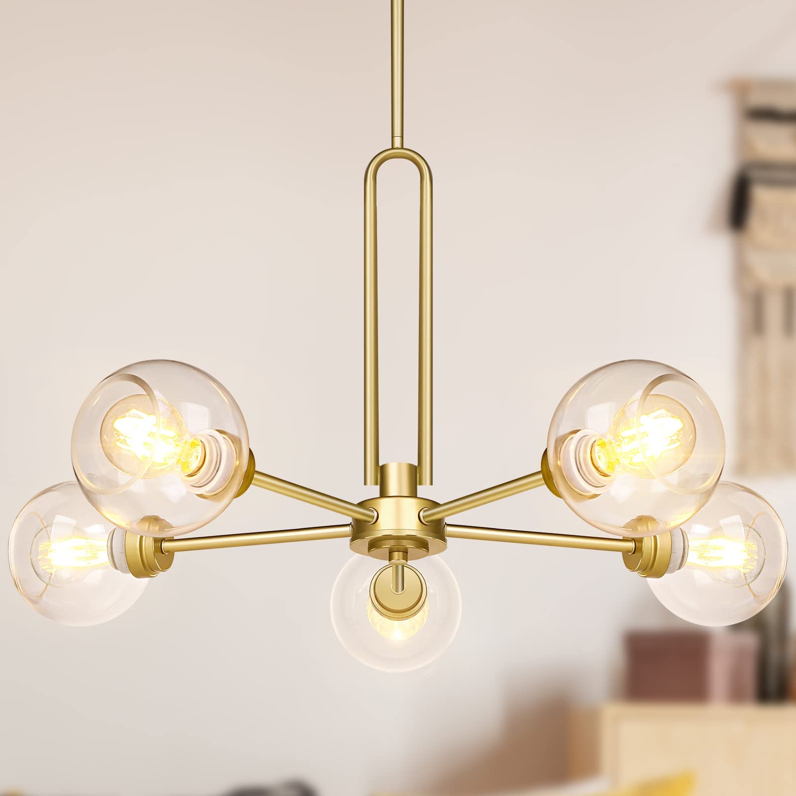 Clear Glass Globe Lamp Shade Replacement - 4.2cm Socket Base & 13cm Diameter for Chandelier, Pendant & Ceiling Lights - Perfect for Dining Room, Bedroom & Living Room Lighting Decor