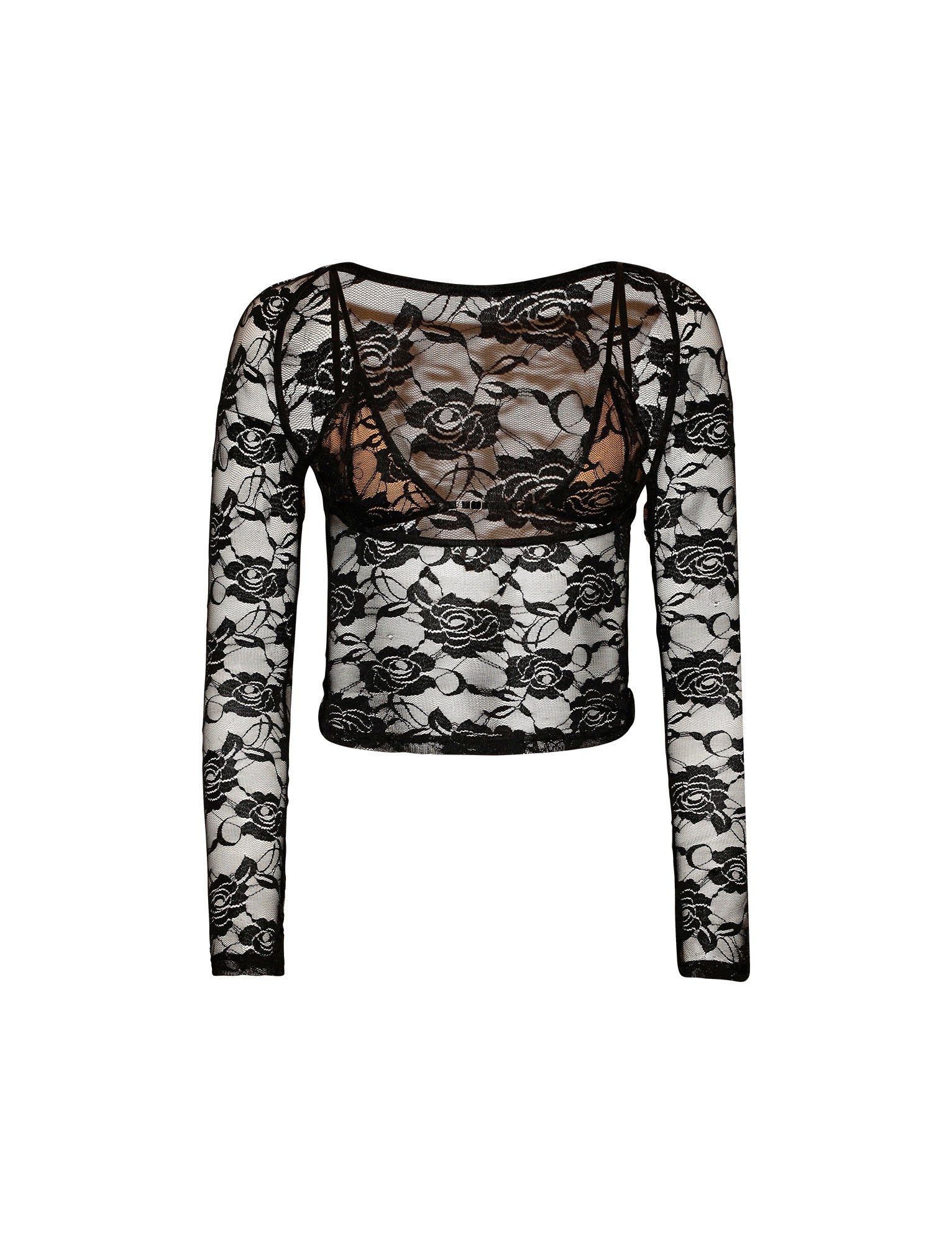 Christy Women's Elegant Long Sleeve Lace Top - Black | Perfect for Office Wear, Date Night & Special Occasions