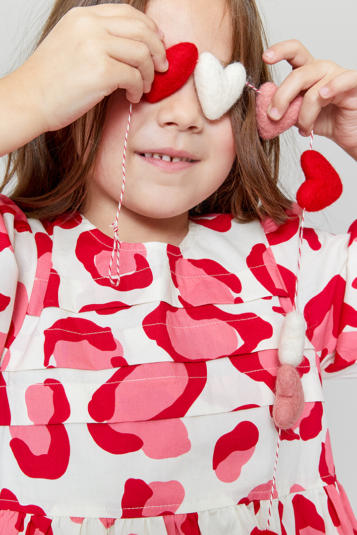 Girls Pink Chicken Print Evelyn Dress for Valentine's Day - Perfect for Parties, School Events & Photo Shoots