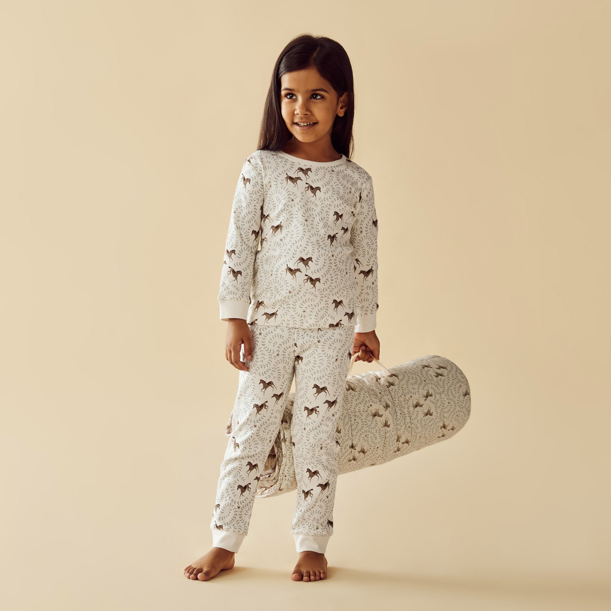 Organic Cotton Long Sleeve Horse Pajamas for Women - Soft & Comfortable Sleepwear for Cold Nights, Lounge Wear, and Cozy Home Relaxation