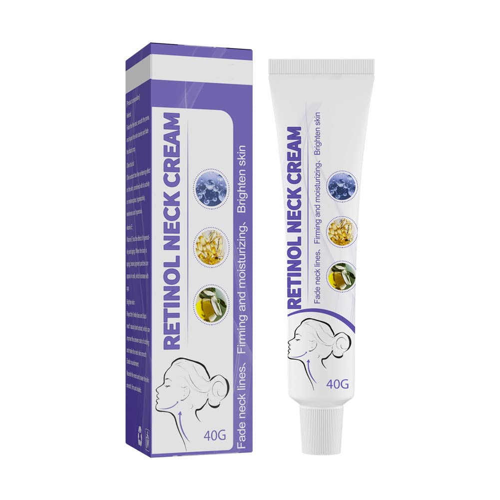 Retinol Neck Firming Cream with Olive Fruit Oil & Vitamin E - Anti-Wrinkle, Skin Tightening Décolleté Cream for Double Chin Reduction | Perfect for Nighttime Skincare Routine & Age-Defying Neck Care