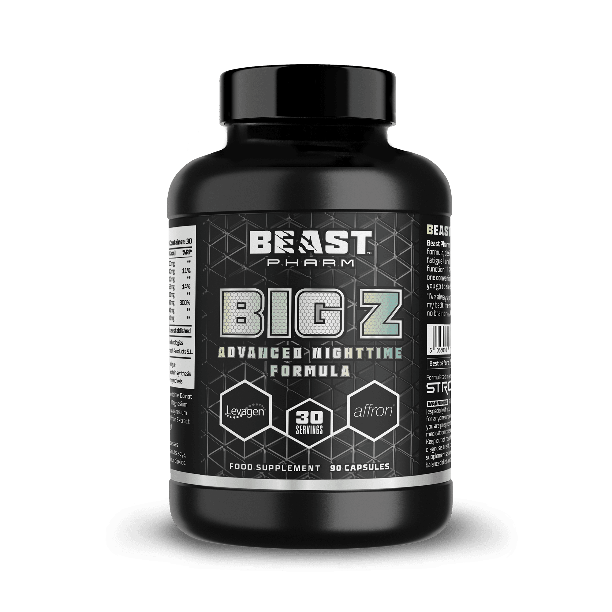 Beast Pharm Big Z Advanced Nighttime Formula - 90 Capsules for Deep Sleep, Muscle Recovery & Relaxation - Perfect for Athletes & Fitness Enthusiasts