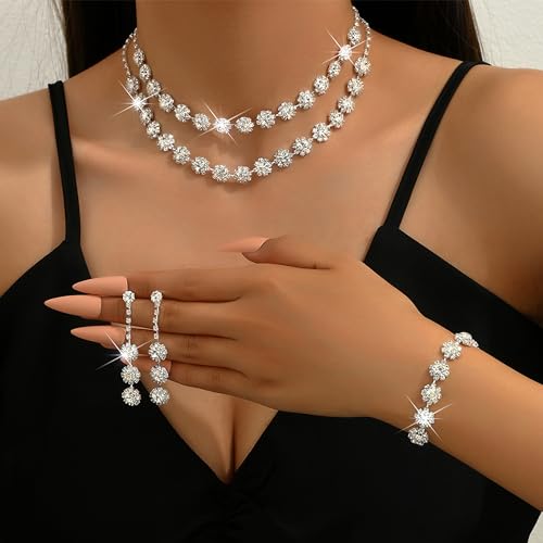 A:Silver Wedding Jewelry Set