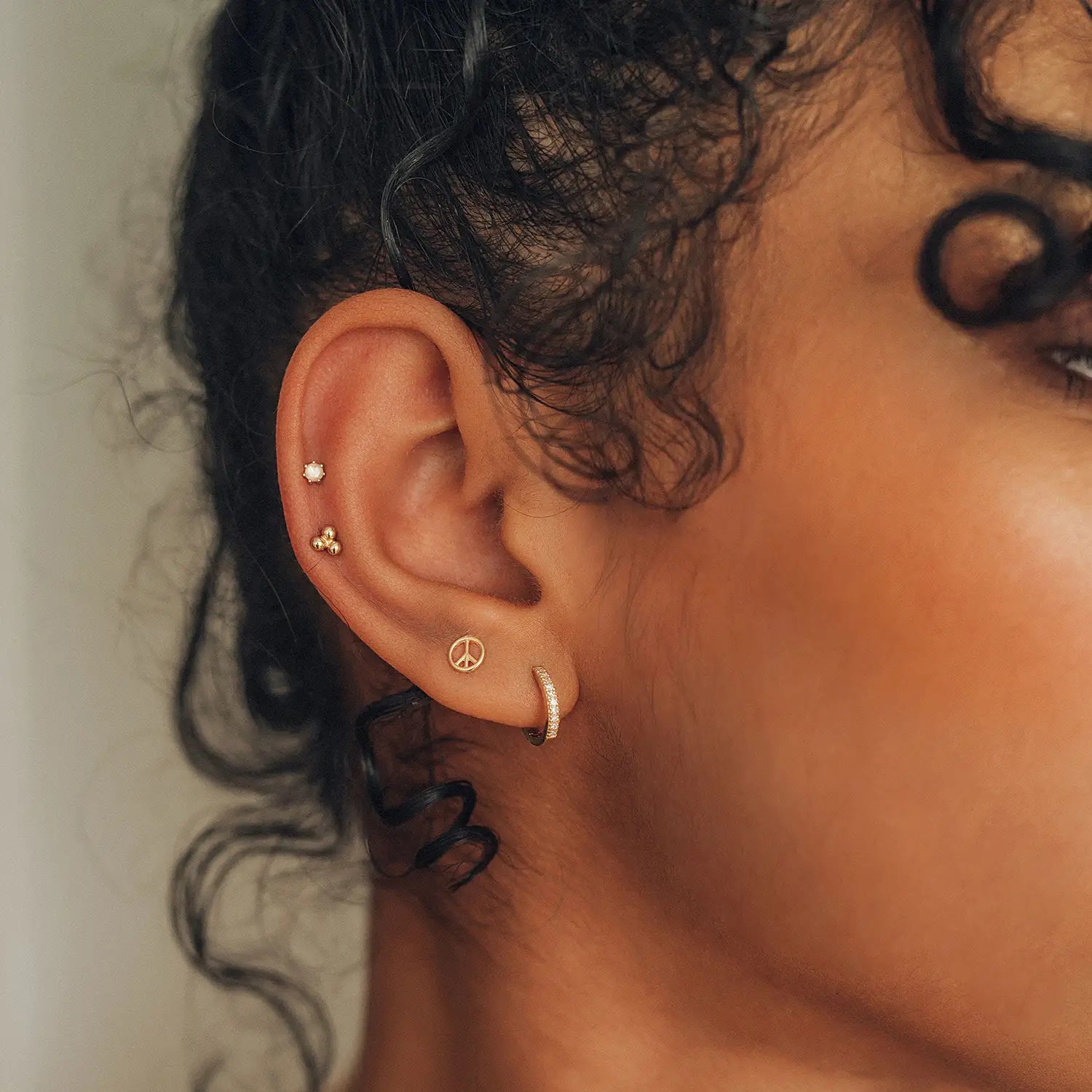 14K Yellow Gold Shine On Diamond Huggie Hoop Earrings with White Diamonds - Perfect for Everyday Wear, Parties & Special Occasions