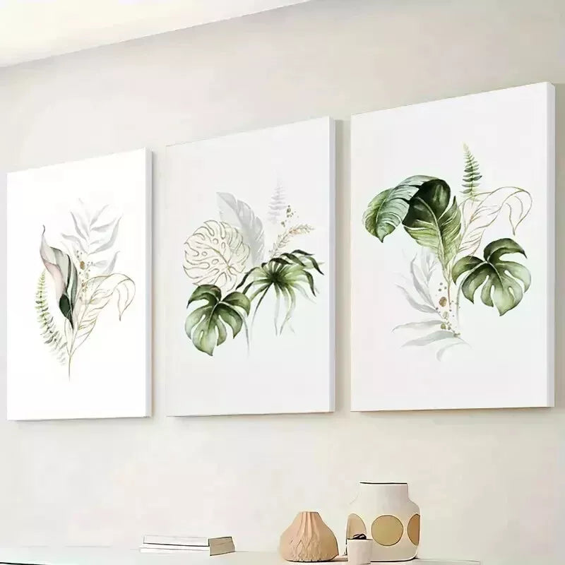 3-Piece Green Botanical Wall Art Set - Framed Canvas Prints 50x70cm - High Quality Australian Made Wall Decor - Perfect for Living Room, Bedroom & Office Decor