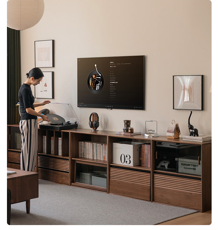 Premium Solid Oak & Black Walnut Modular Bookcase - Modern Luxury Wooden Bookshelf for Home Office, Living Room, and Library Organization