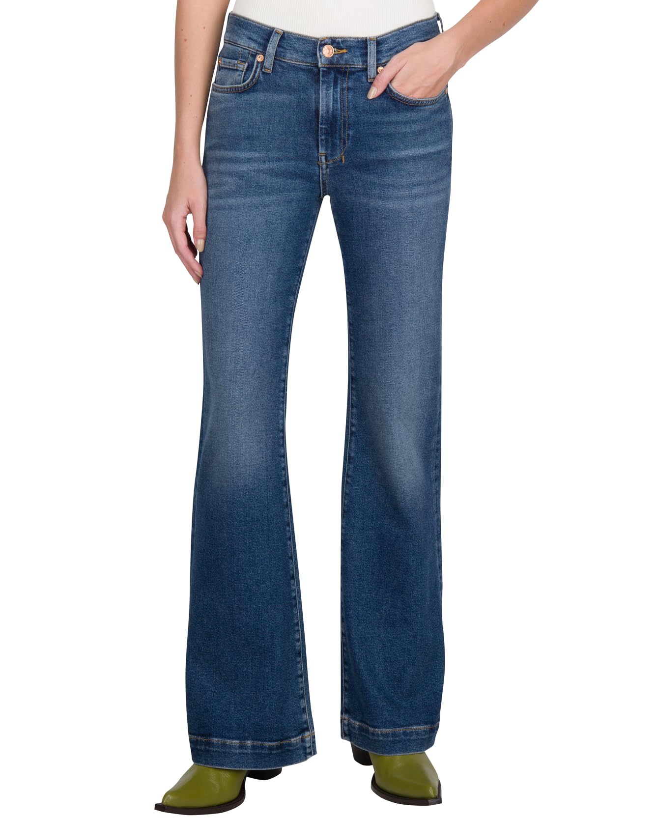 7 For All Mankind Women's Dojo Tailorless Jeans - High Waisted Slim Fit Stretch Denim Pants for Casual Wear & Everyday Outfits