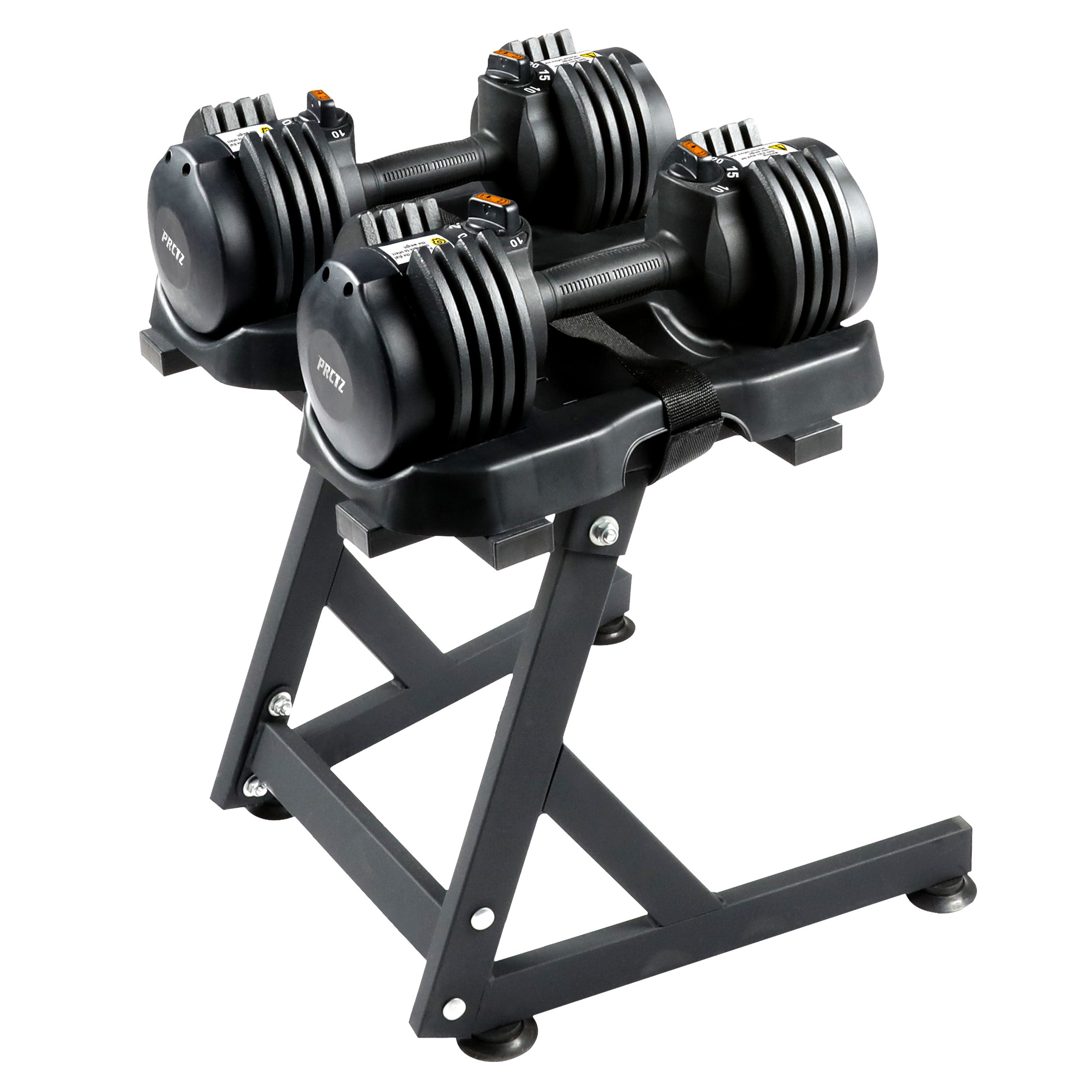PRCTZ Modular Barbell & 10-30lb Quick Select Adjustable Dumbbell Set with Stand - Home Gym Strength Training Equipment for Weightlifting, CrossFit, and Full Body Workouts
