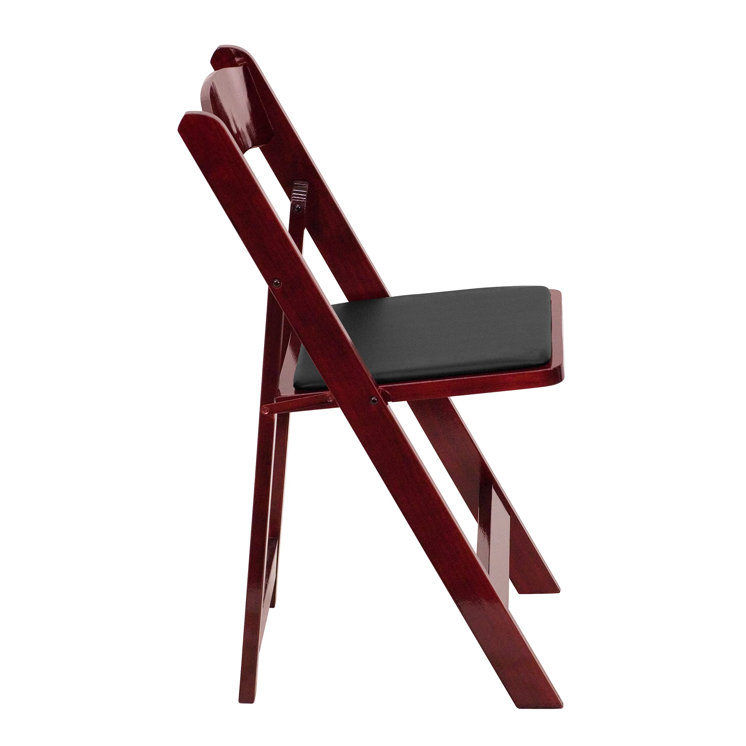 2 Pack Mahogany Wood Folding Chairs with Vinyl Padded Seat - Sturdy & Comfortable for Indoor/Outdoor Events, Parties, Weddings & Camping