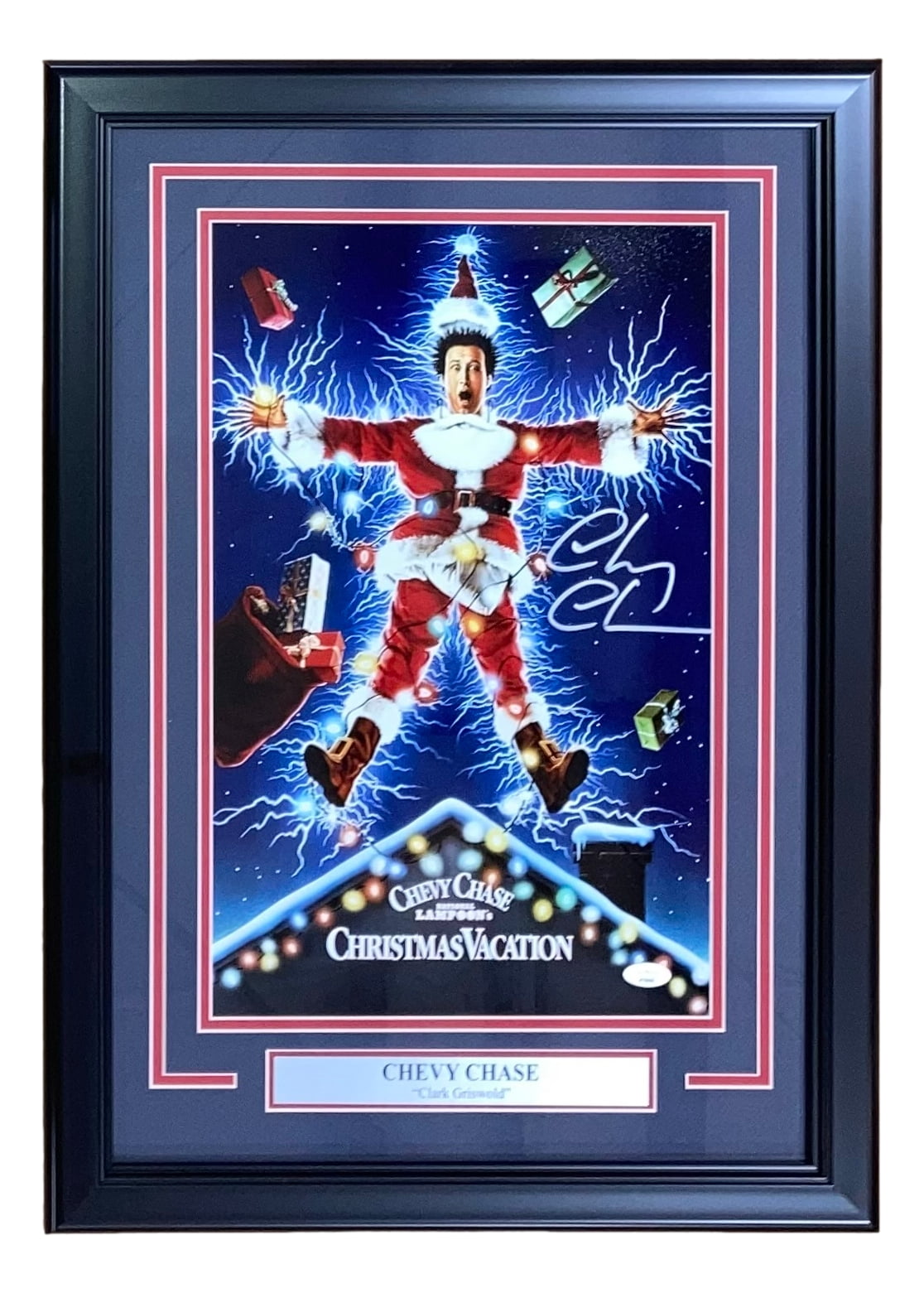 Chevy Chase Autographed Framed 11x17 National Lampoon's Christmas Vacation Photo with JSA Certificate - Perfect for Movie Memorabilia Collectors & Holiday Home Decor