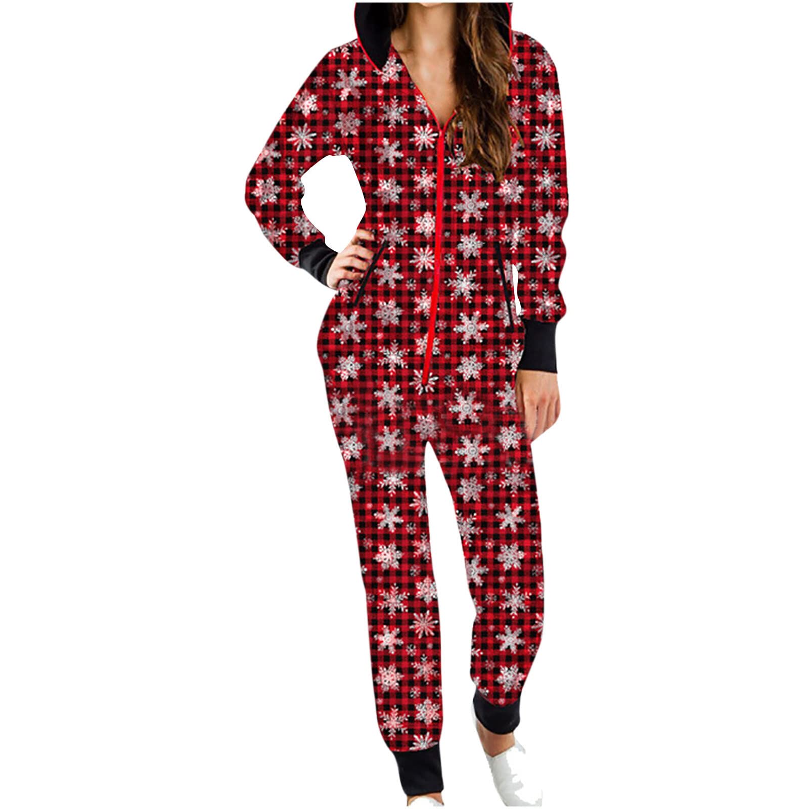 Women's Christmas Plaid Hoodie - Cozy Fleece Pullover with Graphic Print for Holiday, Casual Wear & Loungewear - Perfect for Winter Nights, Gift Giving & Festive Outfits