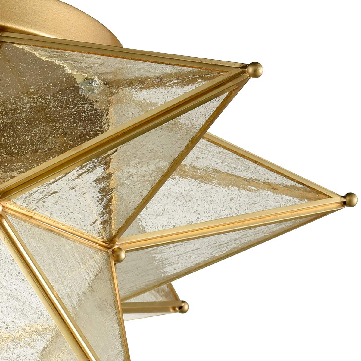 DAYCENT 18 Inch Modern Moroccan Seeded Glass Brass Moravian Star Flush Mount Ceiling Light Fixture - Perfect for Kitchen, Dining Room, Bedroom & Hallway Lighting