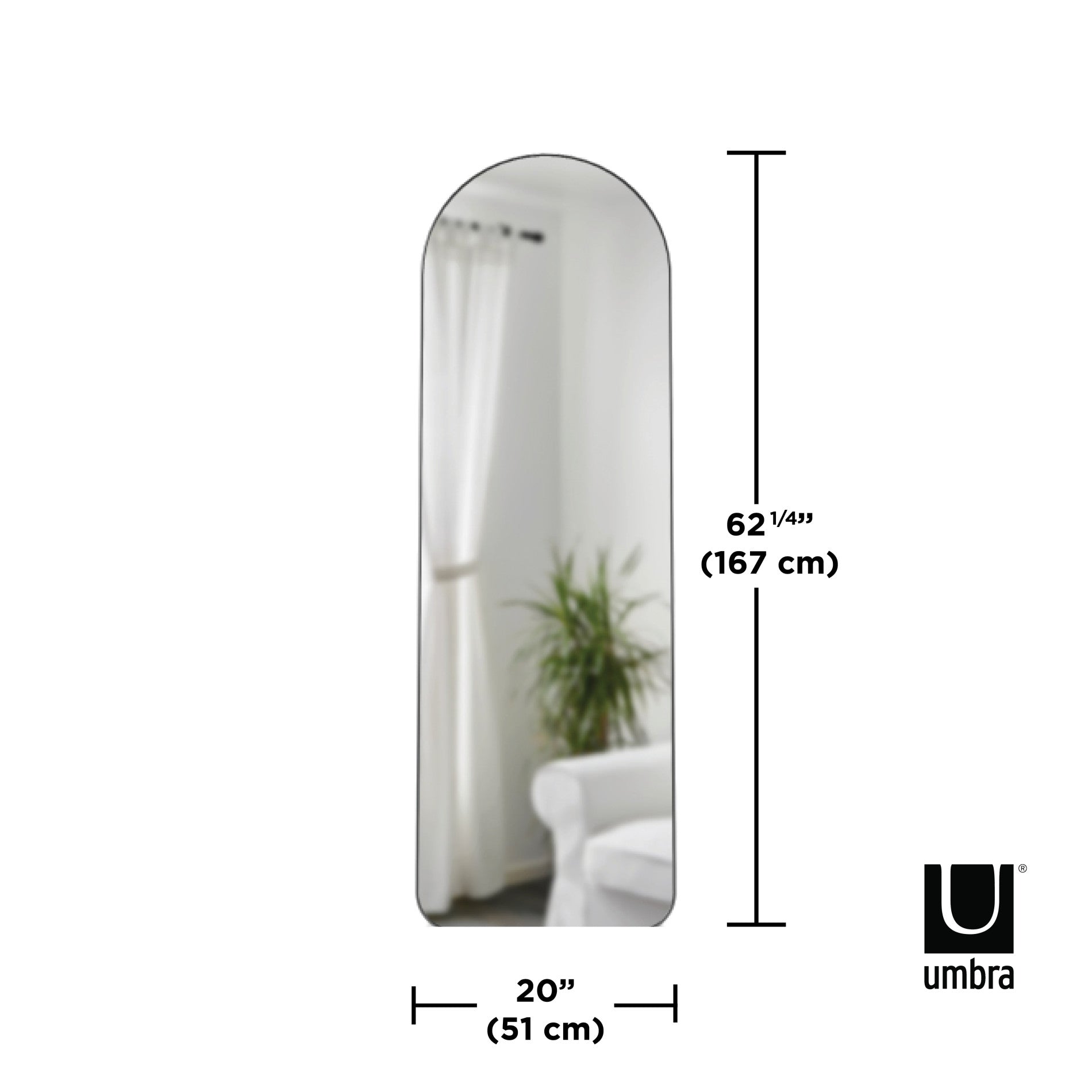 Hubba Arched Leaning Full Length Mirror - Modern Wall Mirror for Bedroom, Living Room & Entryway - Elegant Home Decor & Vanity Mirror for Dressing Area