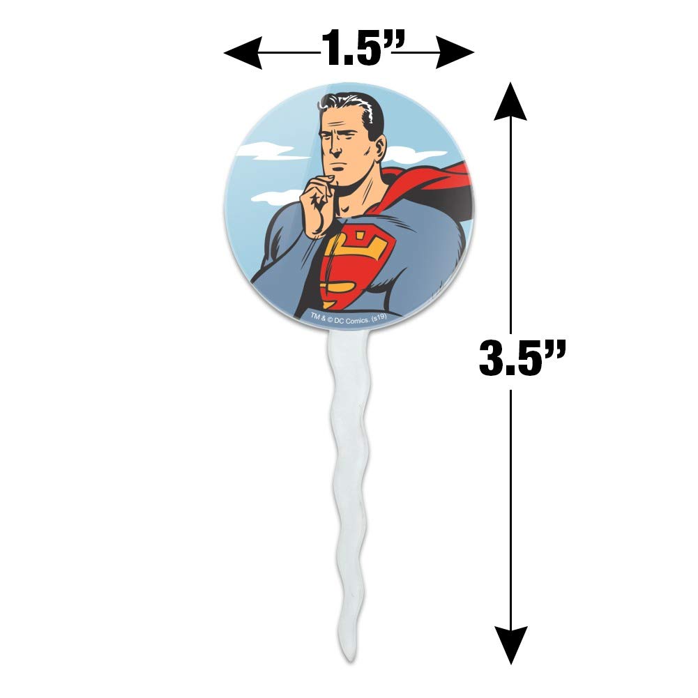 Superman Cupcake Toppers - Set of 6 Cake Decorations for Birthday Parties, Baby Showers & Superhero Themed Events