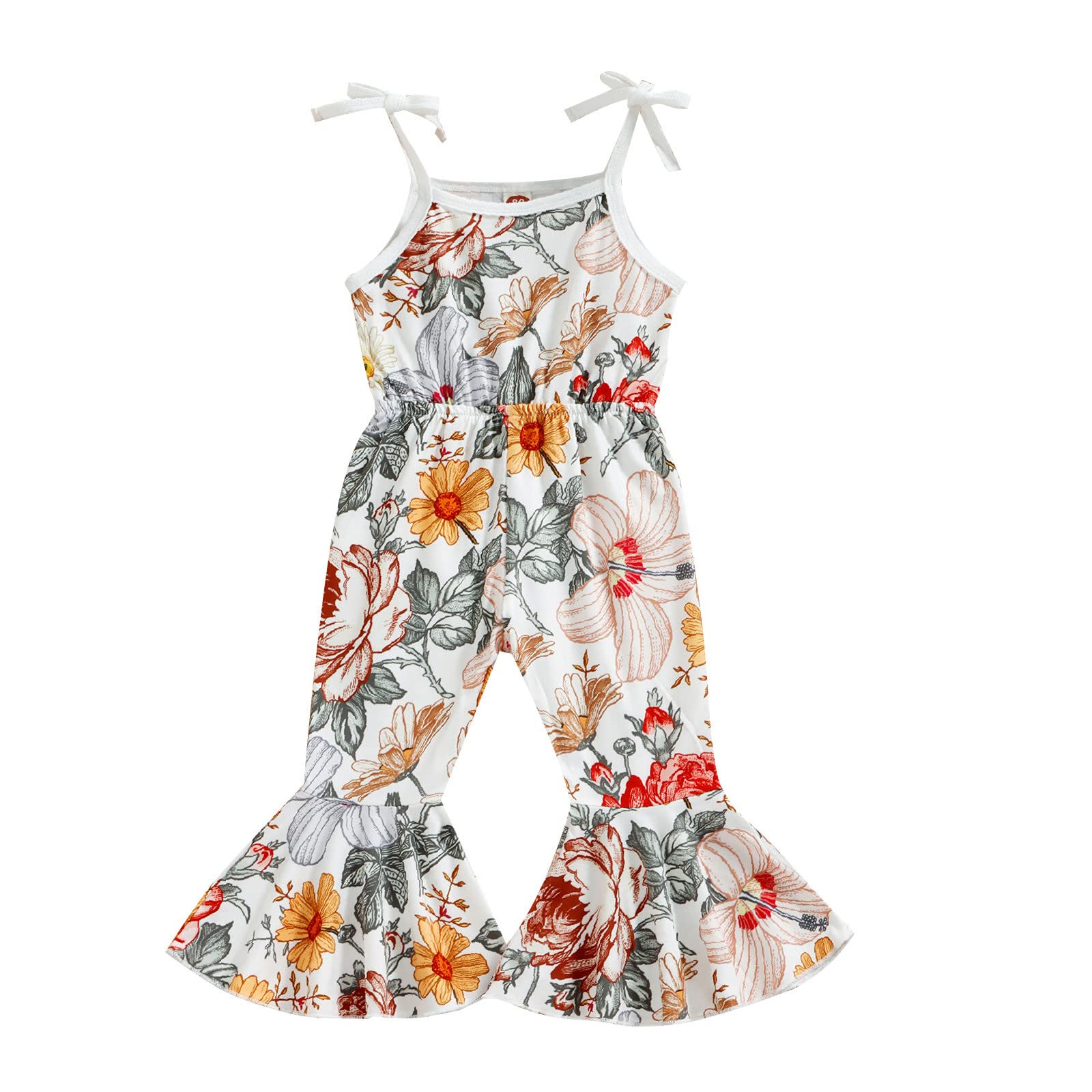 Girls Summer Romper Jumpsuit - Toddler Baby Kids Floral Print Sleeveless Strap Jumpsuit Outfit Set | Perfect for Beach, Playdates & Summer Vacations
