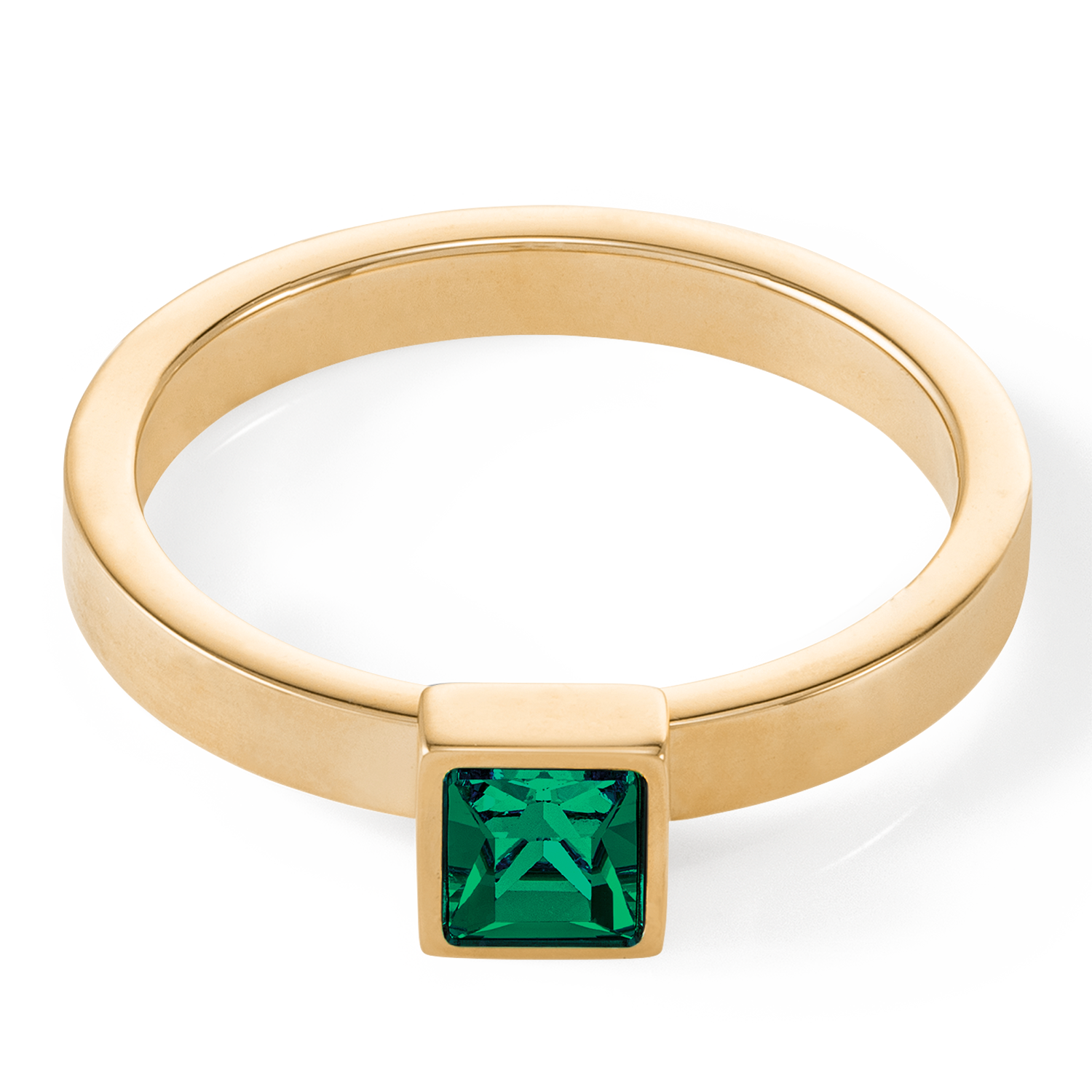 Elegant Square Small Ring in Gold with Dark Green Gemstone - Perfect for Everyday Wear & Special Occasions