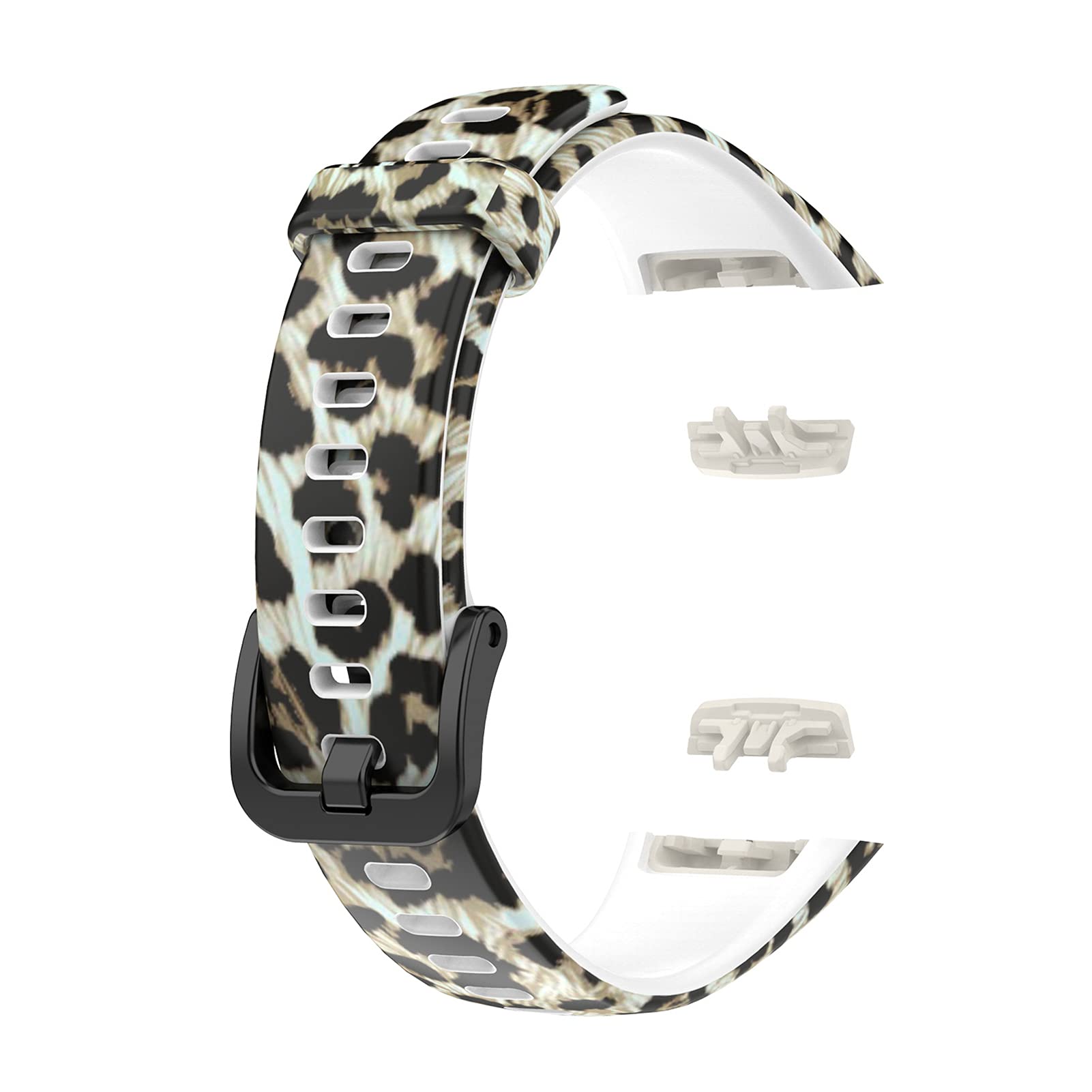 Soft Silicone Watch Band for Huawei Band 6/6 Pro - Brown Leopard Print | Fitness & Daily Wear