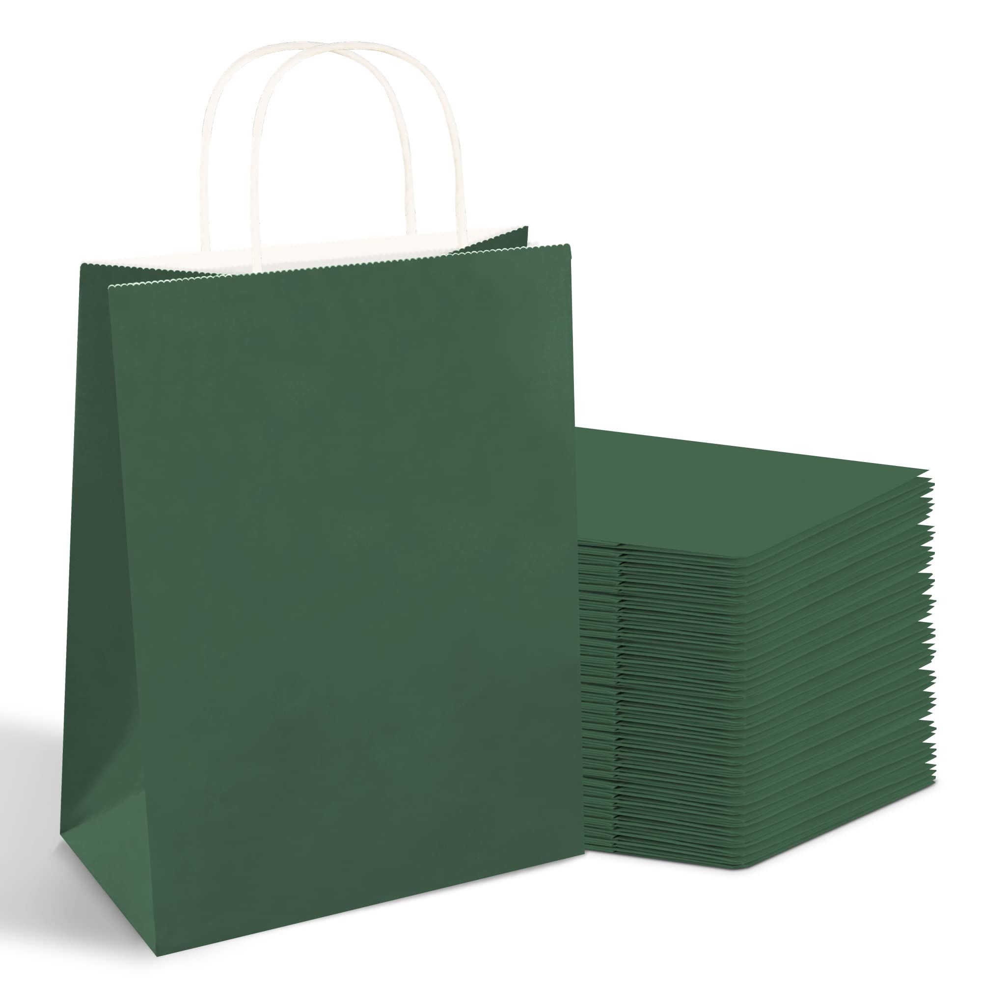 50Pcs Eco-Friendly Kraft Paper Bags 8x4.75x10 Inches - Recycled Shopping Bags with Handles for Retail, Gift Wrapping, Party Favors & Wedding Decorations | Perfect for Boutique Packaging, Farmers Market & Sustainable Gift Giving