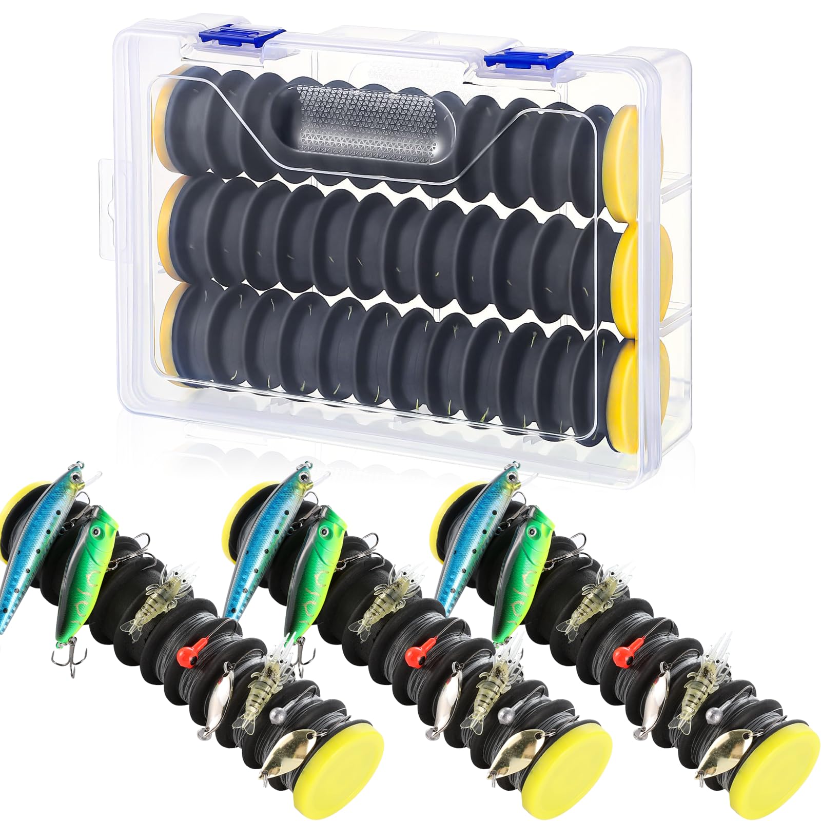 3 Pack Fishing Leader Line Storage Organizer - Snell Holder & Hook Keeper with 36 Line Slots | Tangle-Free Fishing Line Spool Winder for Freshwater & Saltwater Anglers | Perfect for Boat, Shore, and Ice Fishing Trips