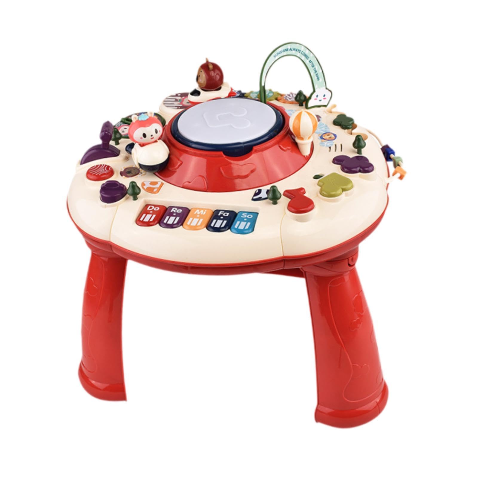 Milageto Baby Activity Table - Musical Sensory Toy with Lights & Sounds, Educational Learning Center for Toddlers Boys & Girls - Perfect for Playtime, Birthday Gifts & Early Childhood Development (Red)