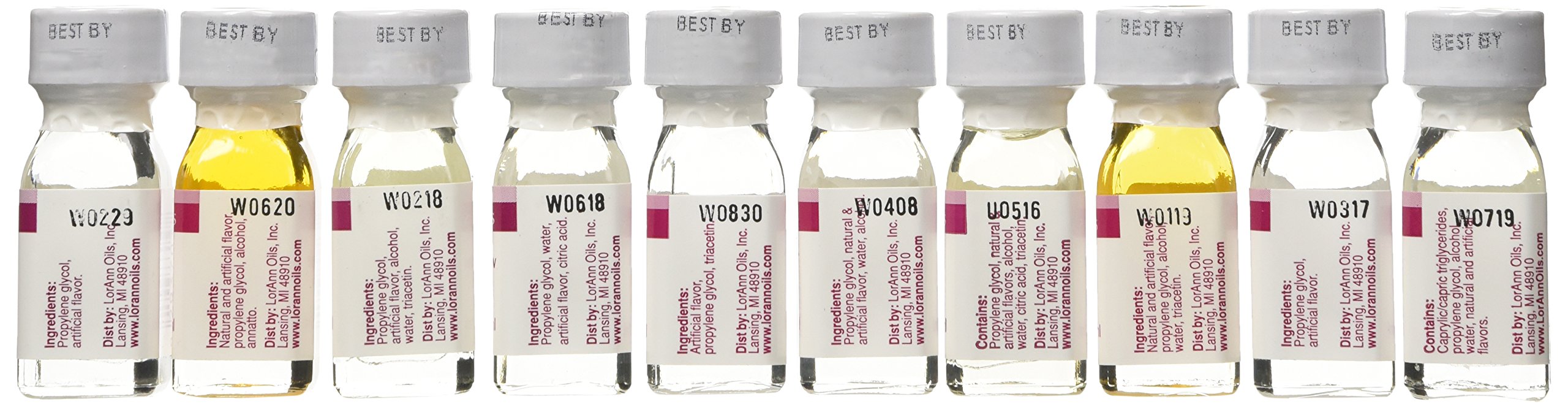 LorAnn SS Tropical Flavoring Oils Variety Pack - 10 x 1 Dram (3.7ml) Bottles - Perfect for Baking, Candy Making & DIY Lip Balms