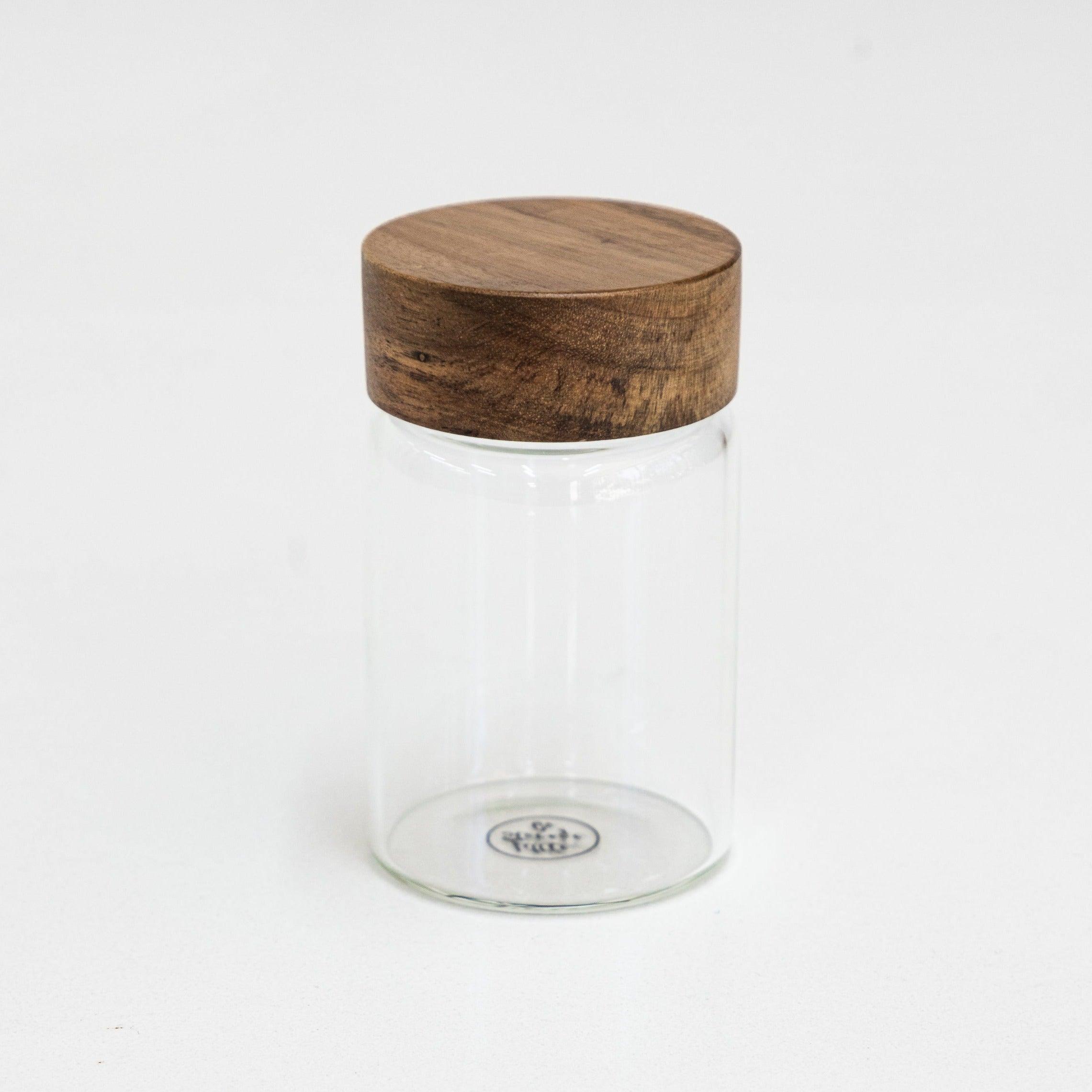 Premium Acacia Wood Lid Glass Jar - 250ml (8.5oz) Airtight Container for Spices, Tea, Coffee & Kitchen Storage | Eco-Friendly & Stylish Home Decor