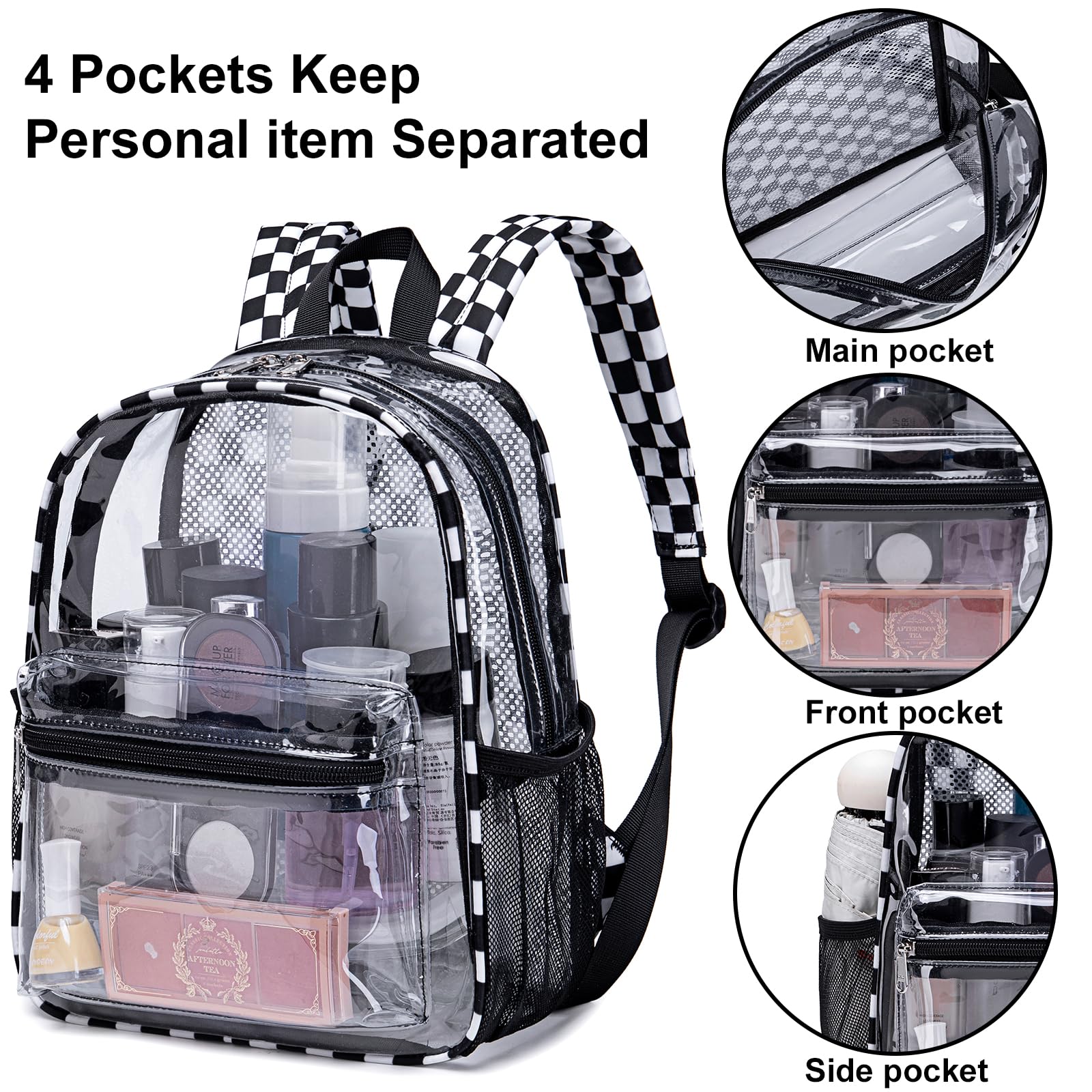 Clear Mini Backpack 12x12x6 - Small Transparent Stadium Bag for Concerts, Festivals & Travel | See-Through Plastic Security Purse for Work & Events | Perfect for Stadium Security Checks, Music Festivals & Airport Travel