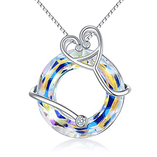 B-Stethoscope Necklace-Aurore Boreale Circle Crystal