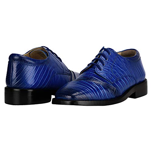 LIBERTYZENO Boys Lizard Print Genuine Leather Oxford Dress Shoes - Kids & Toddlers Lace Up Formal Shoes for Easter, Church, Wedding & Special Occasions