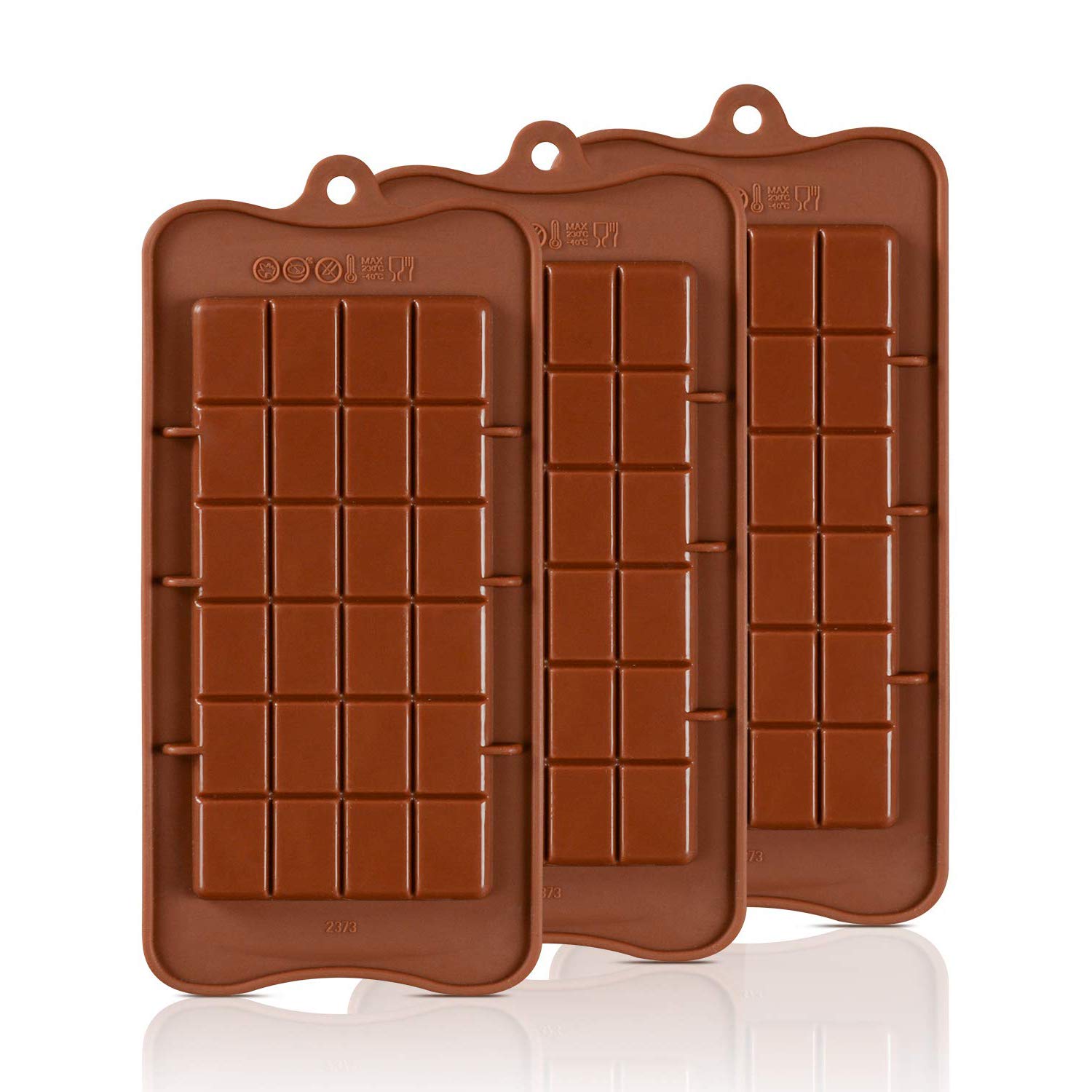 3-Piece Silicone Chocolate Molds Set - Non-Stick Break Apart Candy Molds for DIY Baking, Protein Bars & Energy Snacks | Perfect for Home Baking, Party Treats & Holiday Gifts