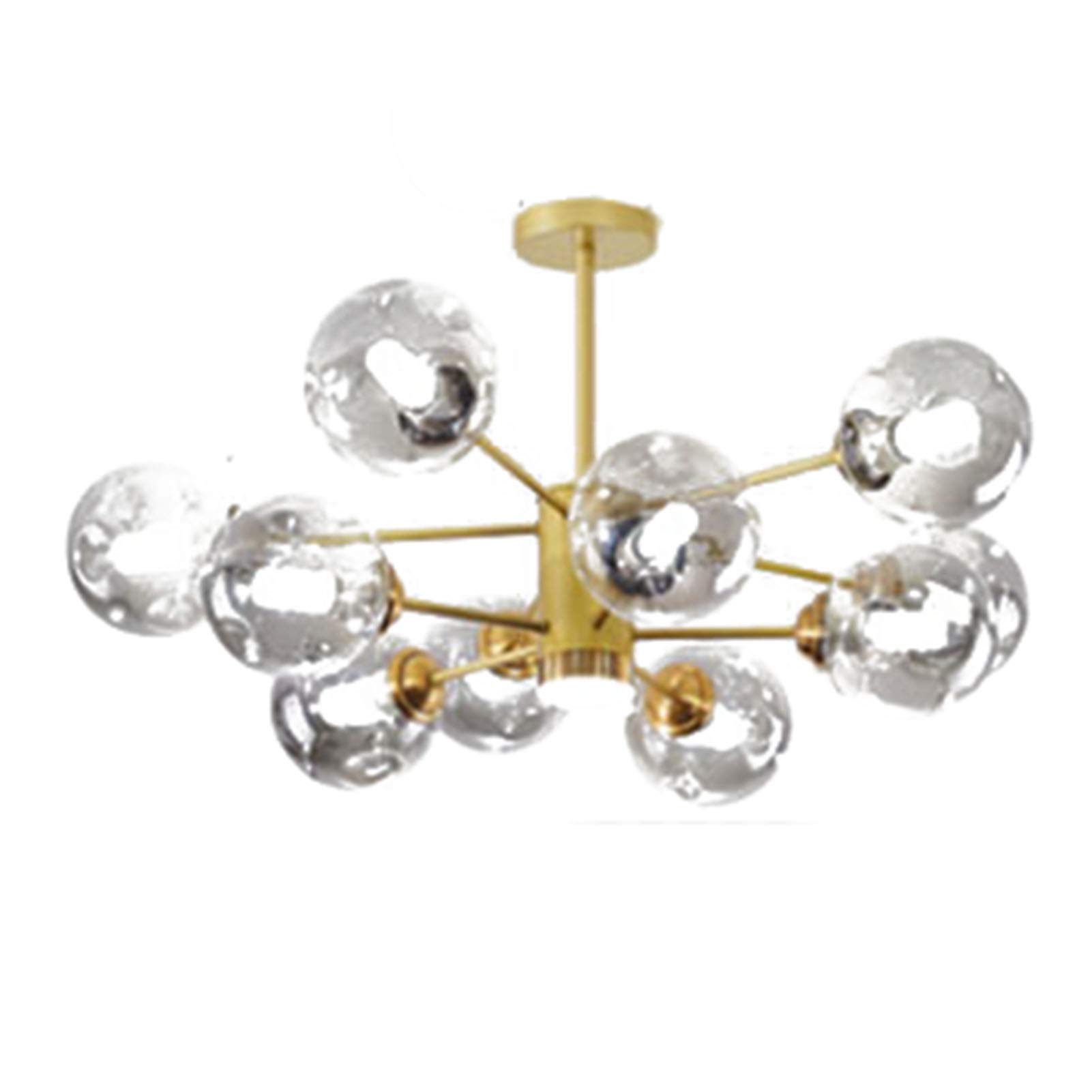 10-Lights Gold Metal Sputnik Chandelier - Modern Spherical Glass Pendant Light with Chrome Finish - Elegant Ceiling Lamp for Living Room, Hallway, Dining Room & Bedroom - Perfect for Modern Home Decor & Luxury Interior Lighting