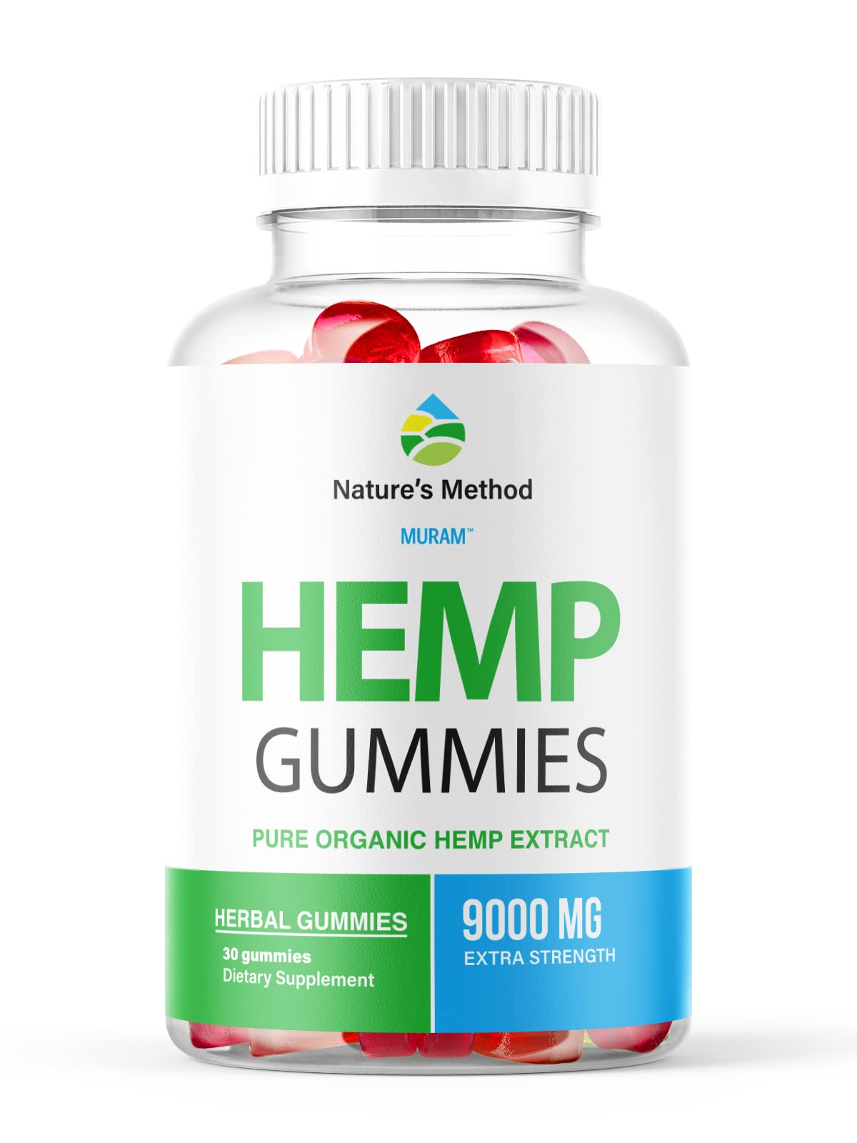 Nature's Method Hemp Gummies - Advanced 2022 Formula with Hemp Oil - 30 Count (1 Month Supply) - Natural Stress Relief & Sleep Support - Perfect for Relaxation & Nighttime Wellness