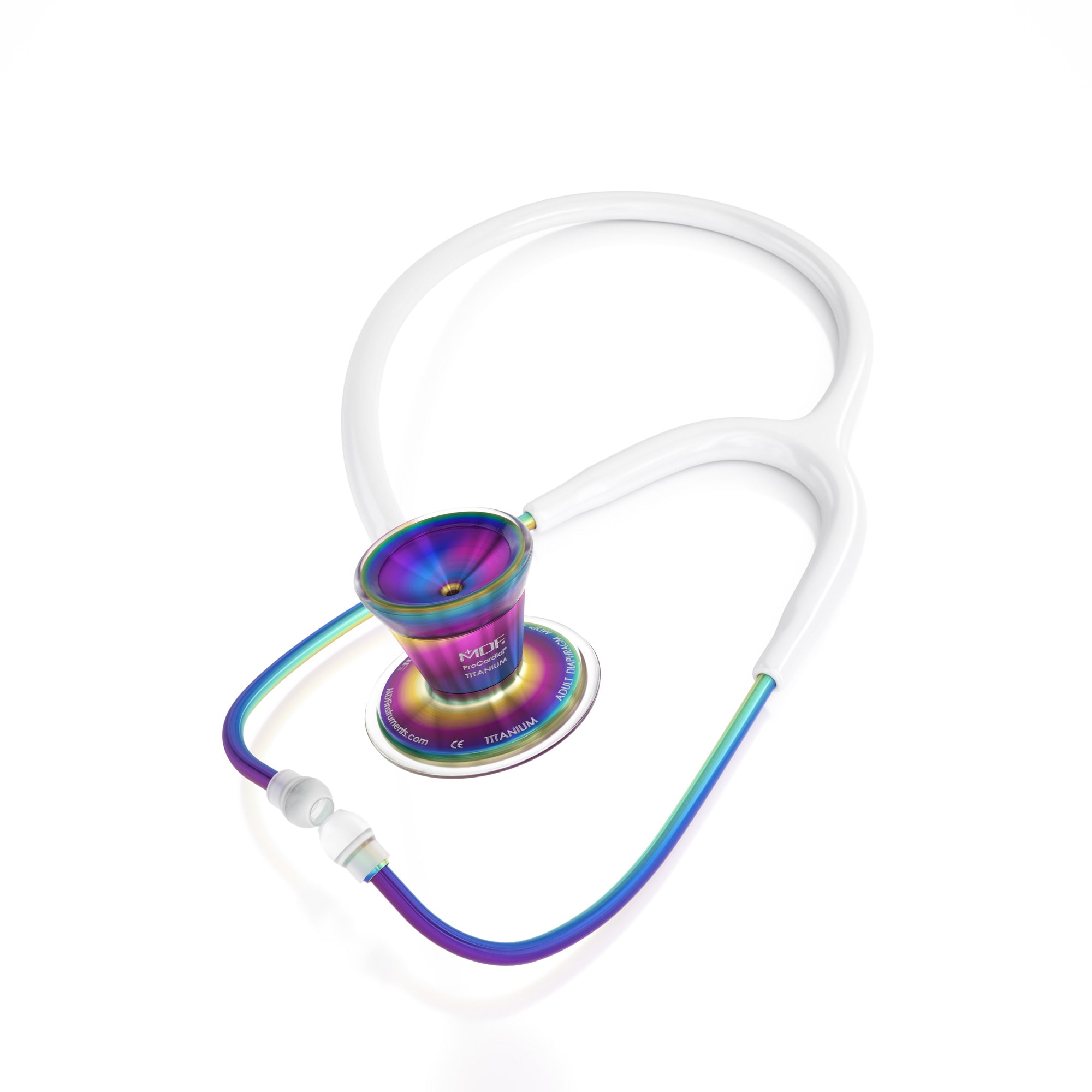 ProCardial® Titanium Cardiology Stethoscope - Premium White & Kaleidoscope Design for Medical Professionals | Ideal for Doctors, Nurses & Healthcare Workers in Hospitals & Clinics