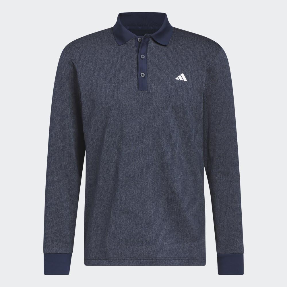 adidas Men's Essentials Long Sleeve Golf Polo Shirt - Moisture Wicking, UV Protection & Breathable - Perfect for Golf, Casual Wear & Outdoor Activities