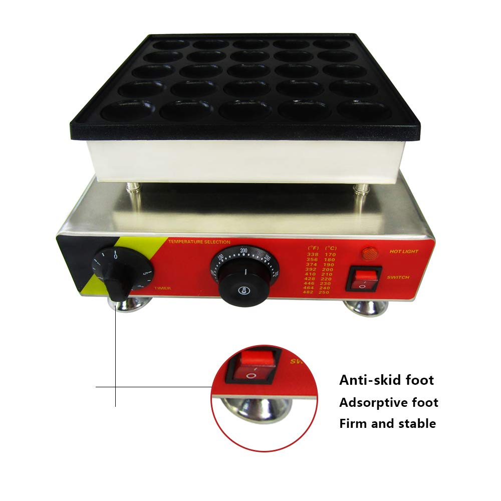 JIAWANSHUN 25Pcs Electric Dorayaki Pancake Maker Machine - Mini Dutch Pancake & Muffin Maker 110V for Home, Breakfast, Snacks, and Party Cooking