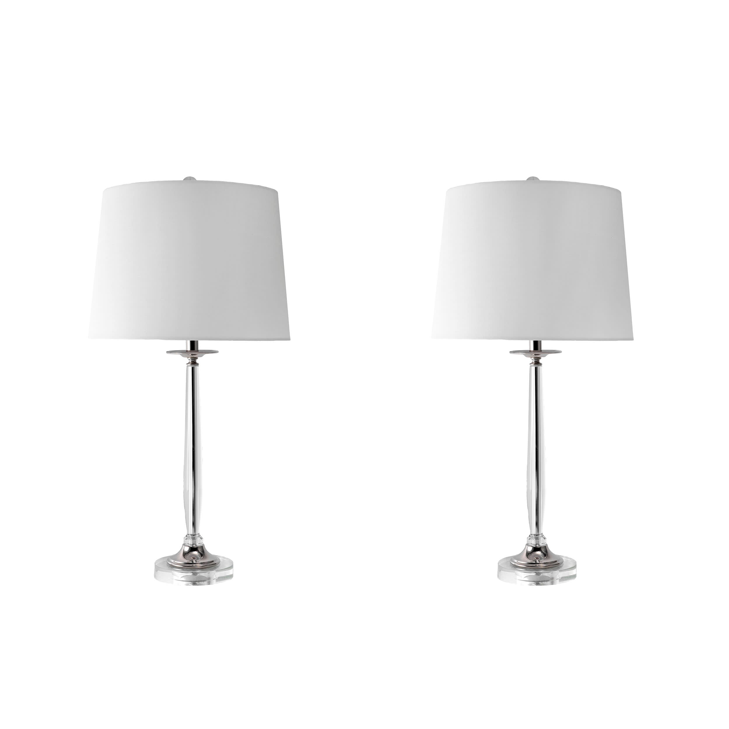 28 Inch Slim Crystal Obelisk Table Lamp - Clear Modern Glass Lamp for Living Room, Bedroom & Office Decor | Elegant Lighting for Home & Workspace