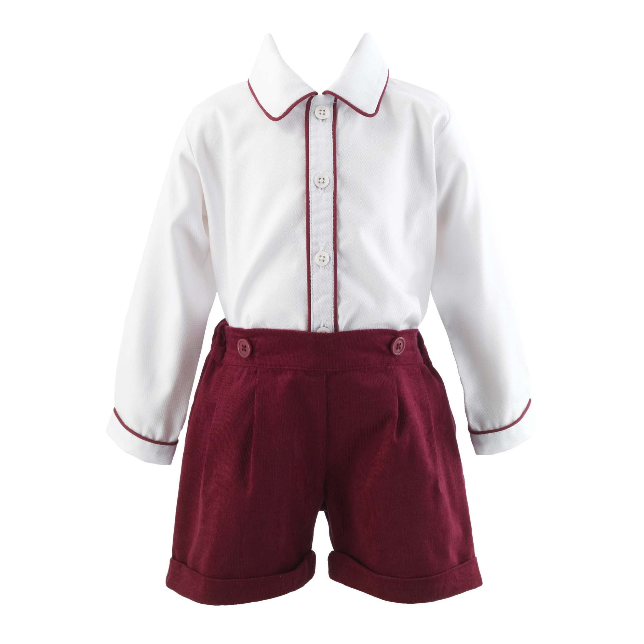 Dark Red Cord Short & Shirt Set for Men - Comfortable Cotton Blend Lounge Outfit - Perfect for Casual Wear, Home Relaxation, and Weekend Outings