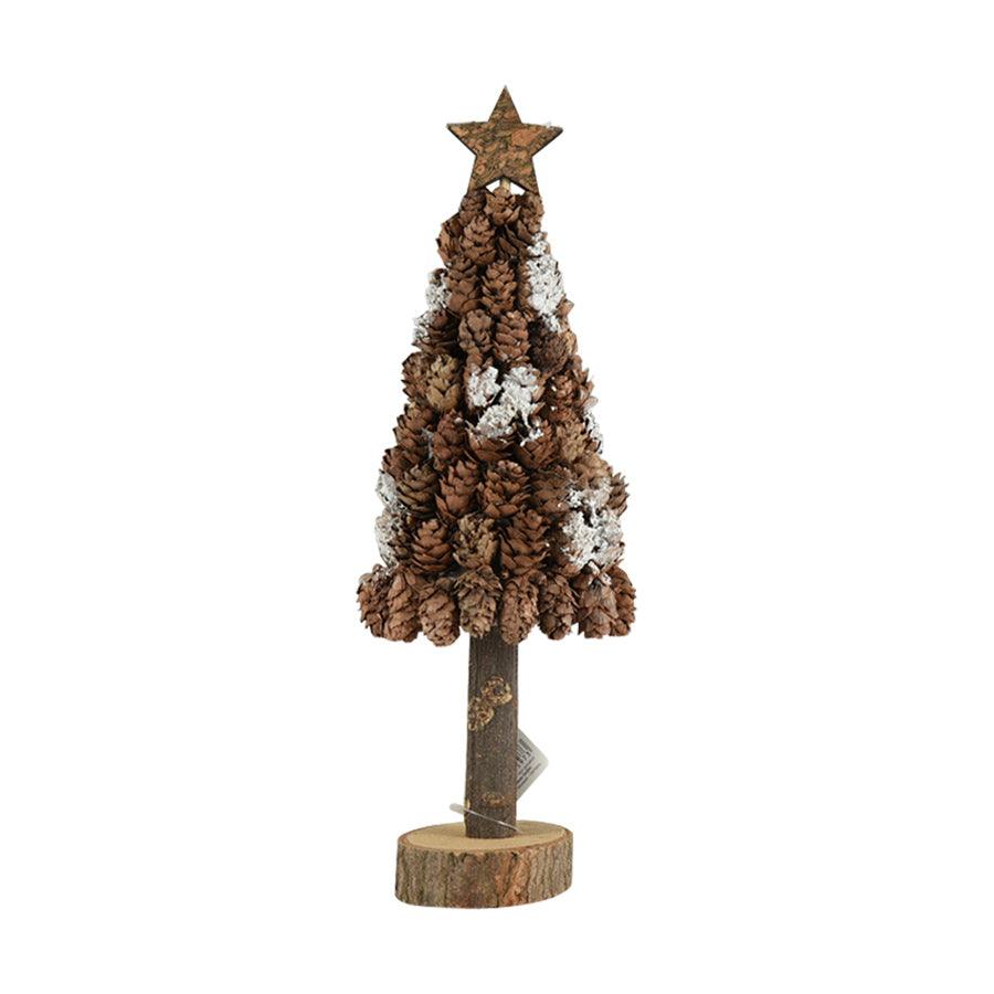 INGE Pine Cones Deco Tree 28cm - Natural Rustic Christmas Tree Decor for Holiday Home, Party & Wedding Centerpiece - Perfect for Fireplace Mantel, Tabletop & Seasonal Display