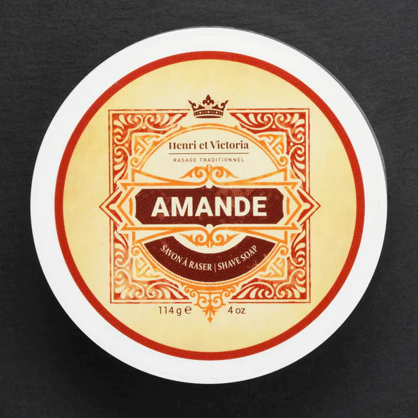 Henri et Victoria Almond Shaving Soap for Men - Natural & Vegan Shaving Cream with Shea Butter - Perfect for Wet Shaving & Sensitive Skin Care Routine
