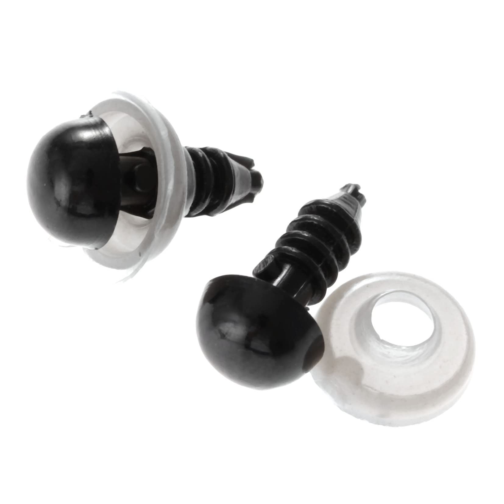 20pcs 6-20mm Black Plastic Safety Eyes with Washers for Stuffed Animals, DIY Plush Toys, Bear Puppets & Craft Dolls - Perfect for Handmade Teddy Bears, Amigurumi & Sewing Projects